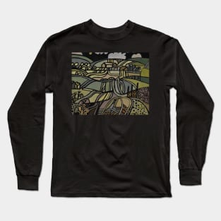 Green Abstract Landscape Long Sleeve T-Shirt